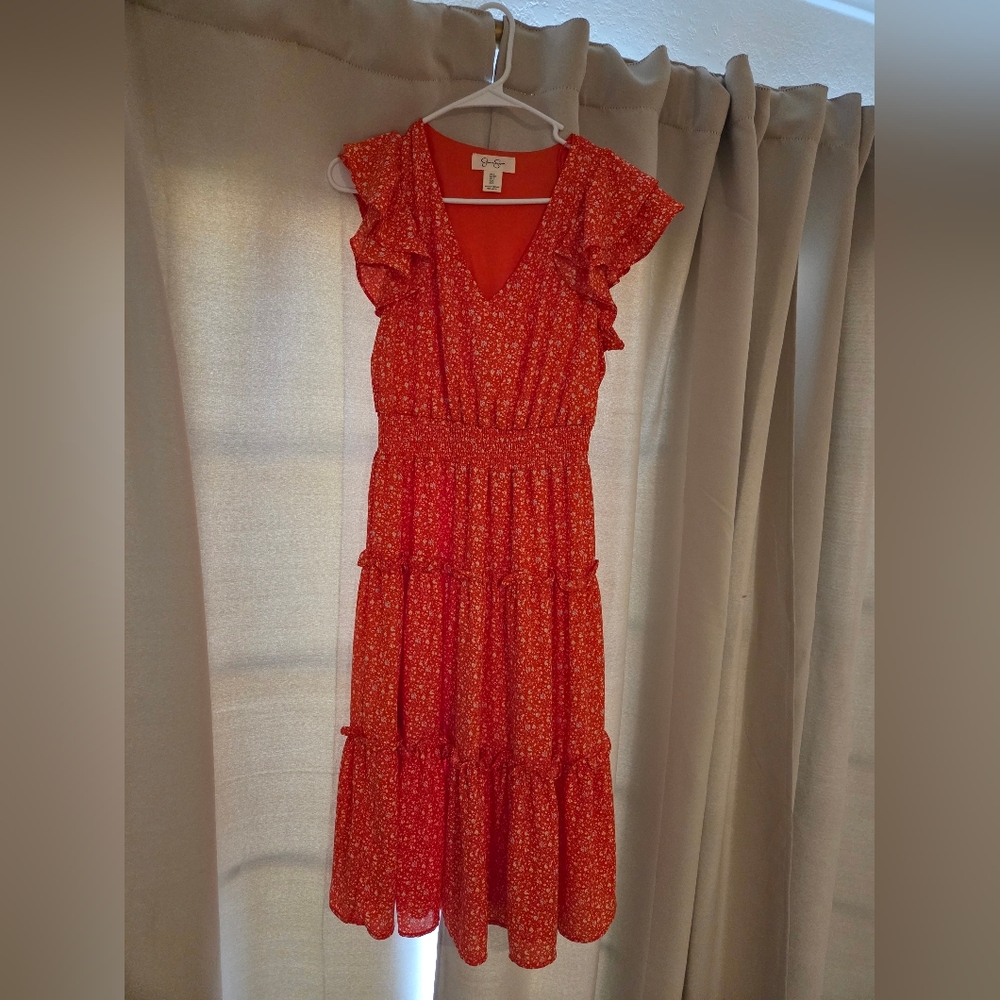 Jessica Simpson Red Floral Midi Dress - Small
